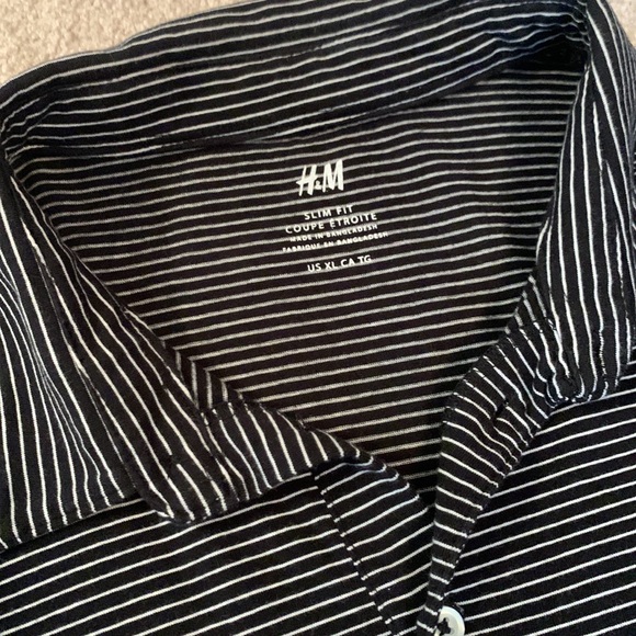 H&M mens slim fit short sleeve shirt with collar - Picture 1 of 5